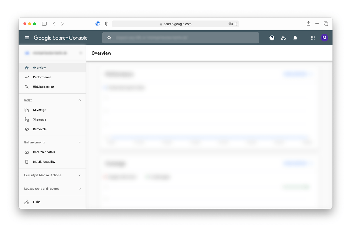 Screenshot Google Search Console overview