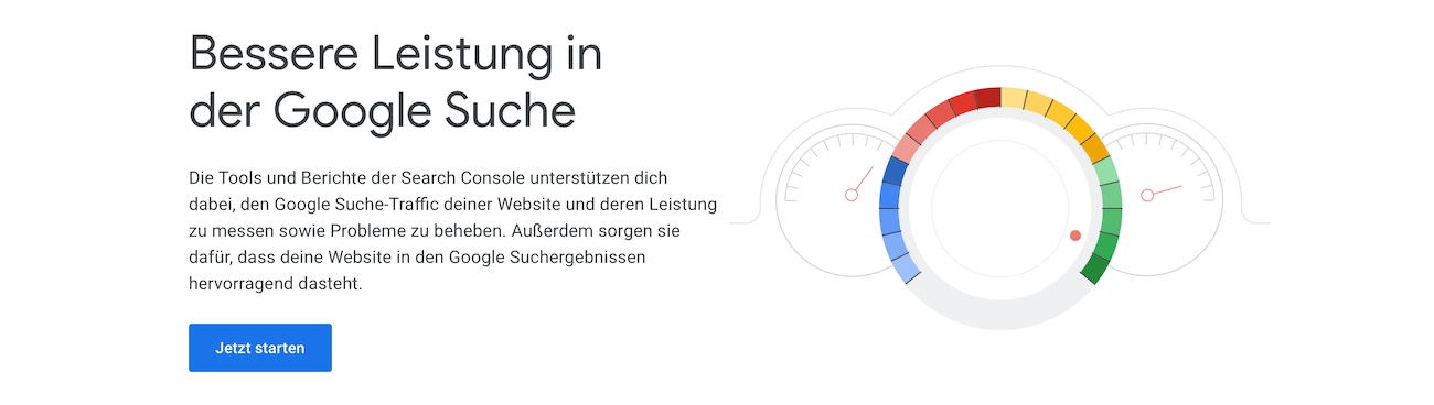 Screenshot der Google Search Console Startseite