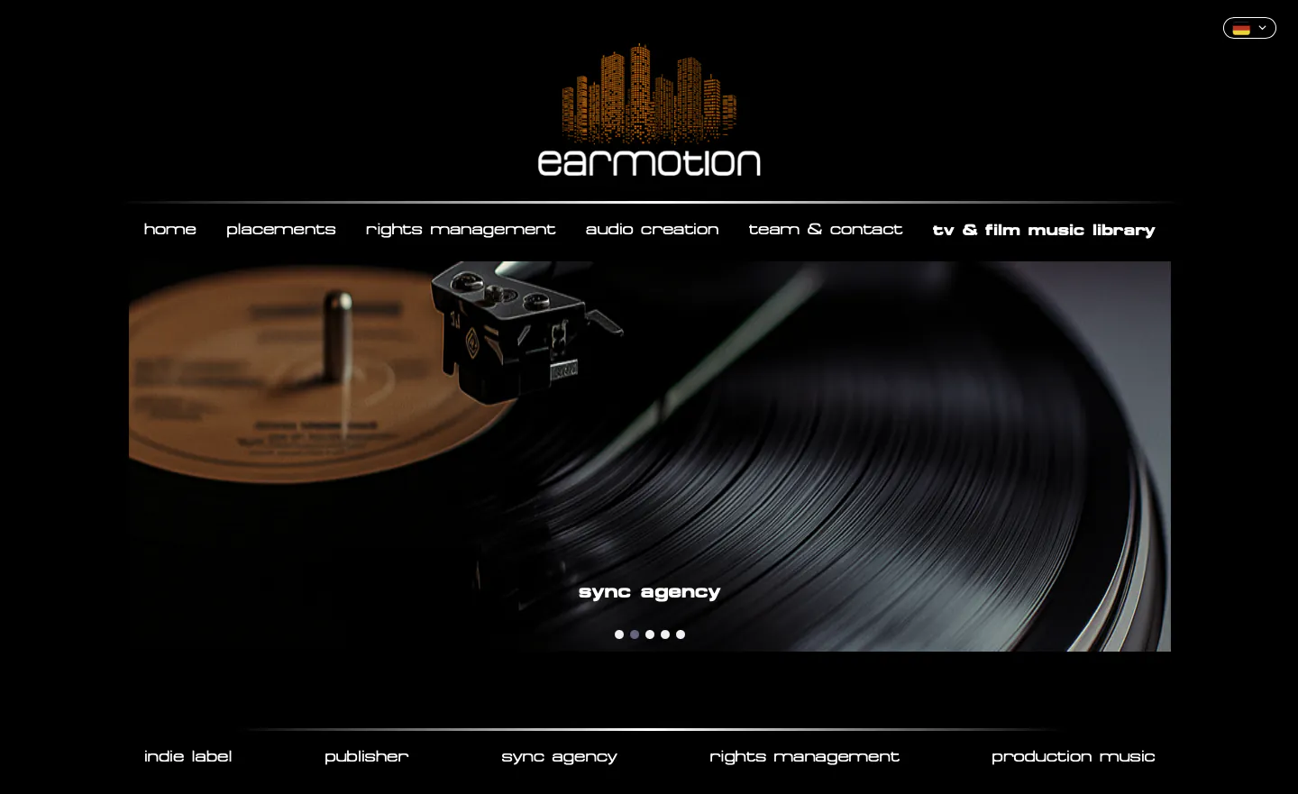 Screenshot of earmotion.com website