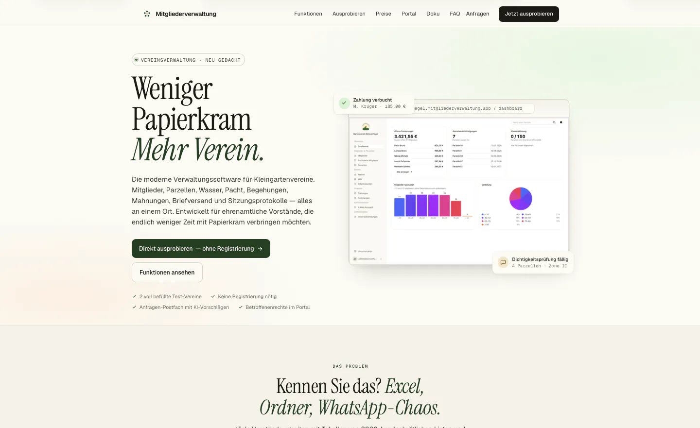 Screenshot of mitgliederverwaltung.app website