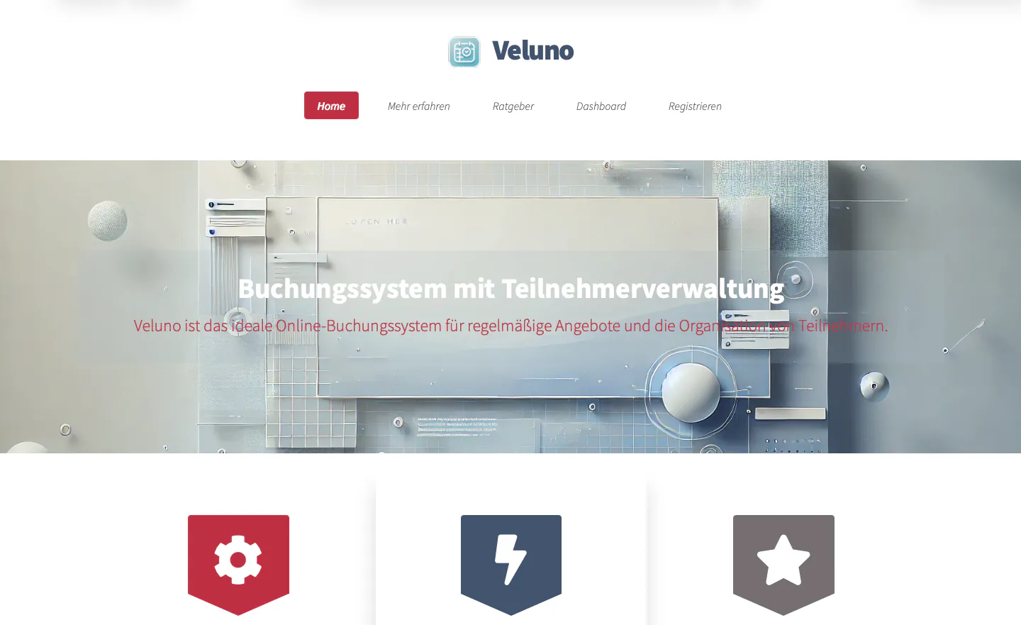 Screenshot of veluno.app website