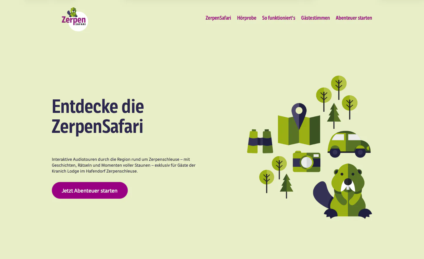 Screenshot of zerpensafari.de website